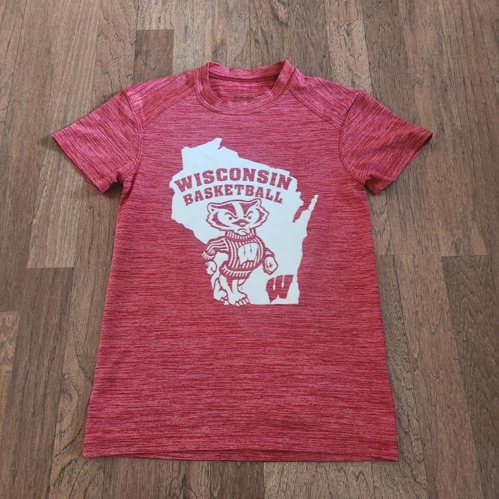 Augusta Sportswear Wisconsin Basketball Youth Small Red Heather Bucky Badger 397